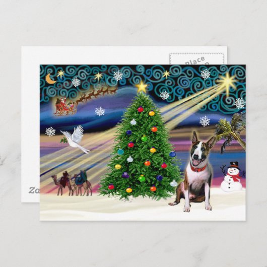 Kerstbull Terrier Feestdagenkaart (Voorkant / Achterkant)