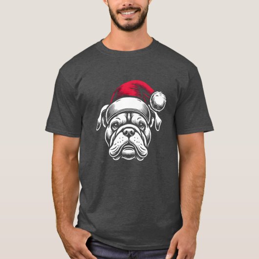 Kerstbulldogfamilie T-shirt (Voorkant)