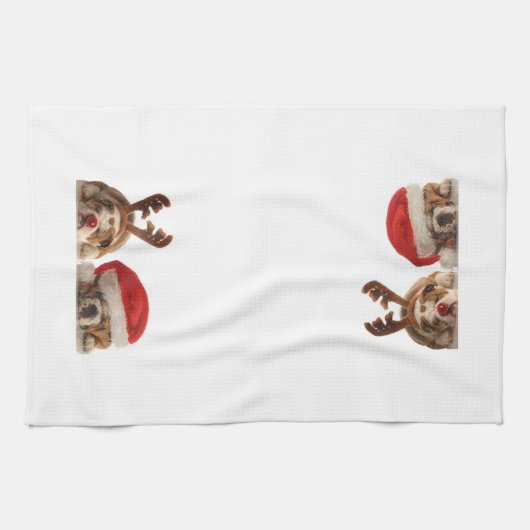 KerstBulldogs Kitchen Towel Theedoek (Horizontaal)