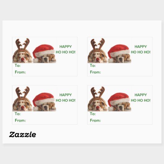 kerstbulledogs Cadeaus Sticker (Vel)