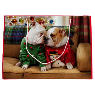 Kerstbulledogs in Sweaters Groot Cadeauzakje