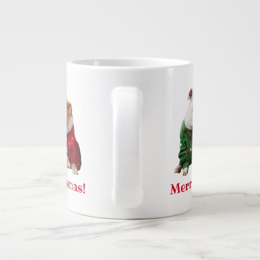 Kerstbulledogs in Sweaters Grote Koffiekop (Achterkant)