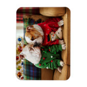 Kerstbulledogs in Sweaters Magneet (Verticaal)