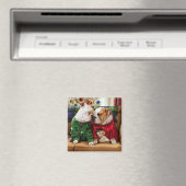 Kerstbulledogs in Sweaters Magneet (Insitu (Vaatwasser))