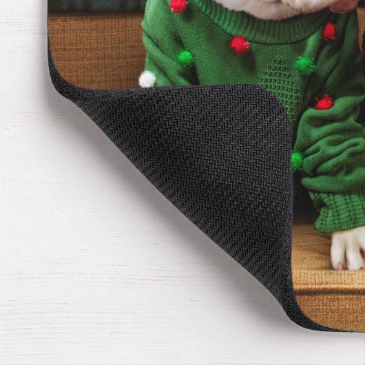 Kerstbulledogs in Sweaters Muismat (Hoek)
