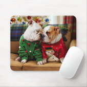 Kerstbulledogs in Sweaters Muismat (Met muis)