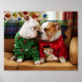 Kerstbulledogs in Sweaters Poster (Voorkant)