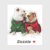 Kerstbulledogs in Sweaters Sticker (Vel)