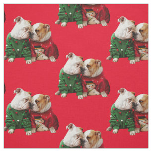 Kerstbulledogs in Sweaters Stof