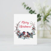 kerstbullfinch feestdagenkaart (Staand voorkant)