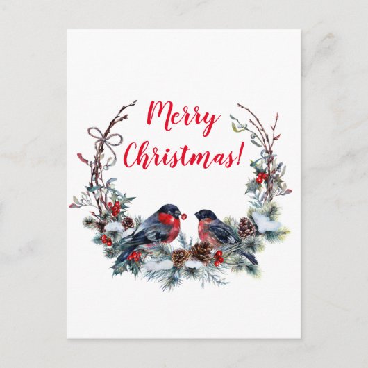 kerstbullfinch feestdagenkaart (Voorkant)