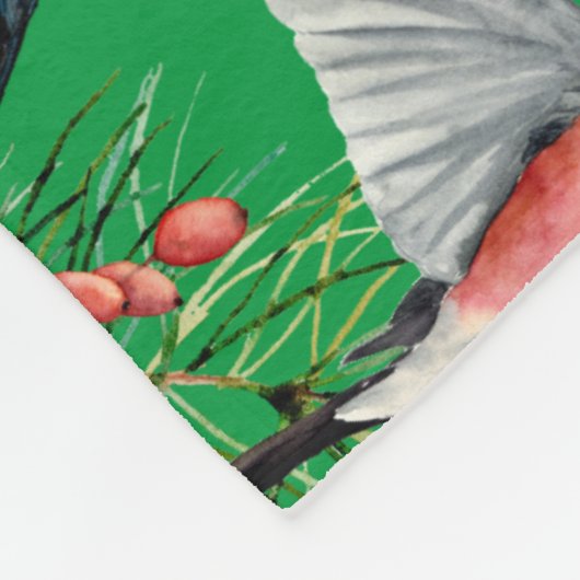 kerstbullfinch fleece deken (Hoek)