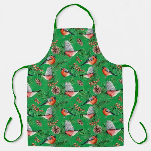 kerstbullfinch schort (Voorkant)