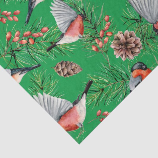 kerstbullfinch tissuepapier (Detail)