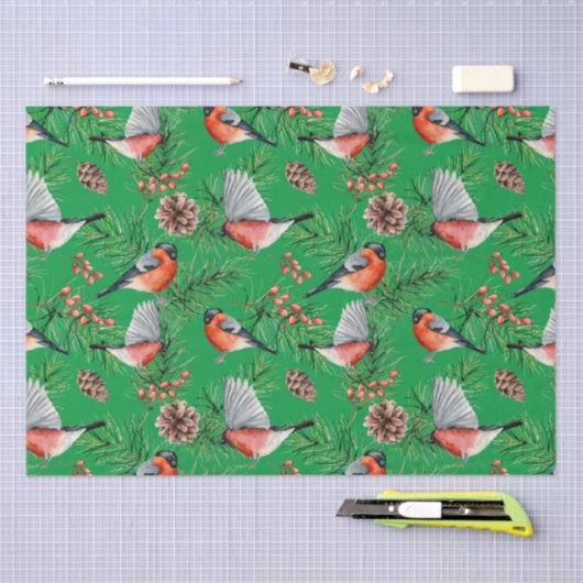 kerstbullfinch tissuepapier (Craft)