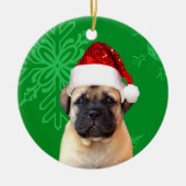 kerstbultrugpuppy keramisch ornament (Voorkant)