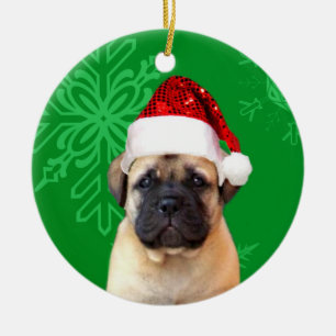 kerstbultrugpuppy keramisch ornament