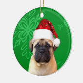 kerstbultrugpuppy keramisch ornament (Links)