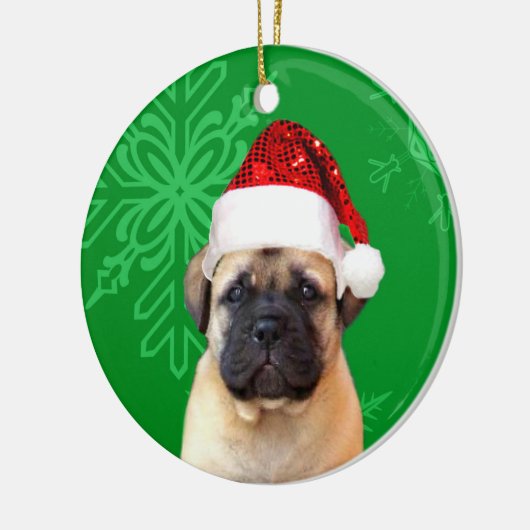 kerstbultrugpuppy keramisch ornament (Links)