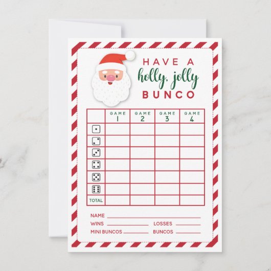 Kerstbunco Holly Jolly Holiday-scorekaart Kaart (Achterkant)