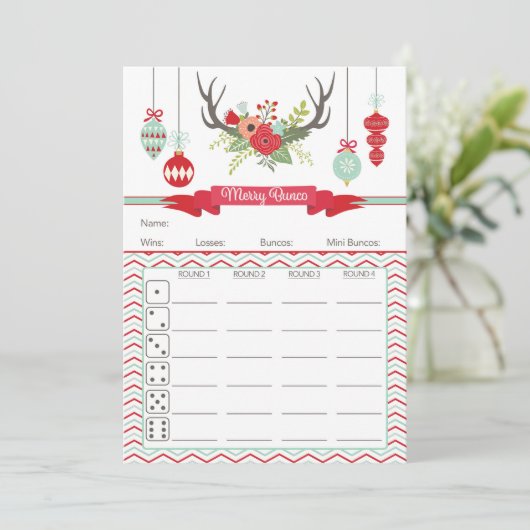 kerstBunco-Kaart - Deer Antlers (Staand voorkant)