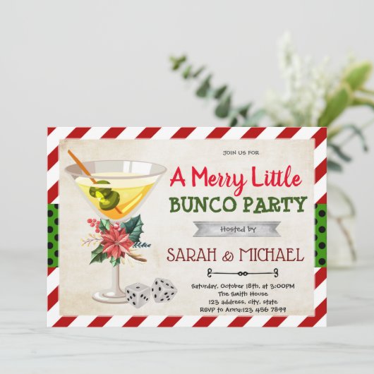 Kerstbunco-uitnodiging Kaart (Staand voorkant)