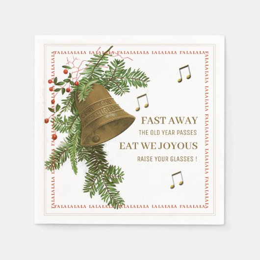 Kerstbundel Muziek Napkin met tekst Servet (Voorkant)