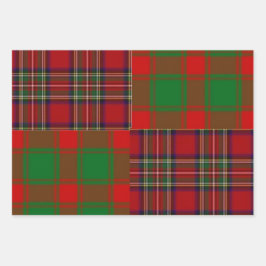 Kerstbundel van drie verschillende inpakpapier vel