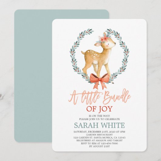 kerstbundel van het Baby shower van de vroedhert Kaart (Voorkant / Achterkant)