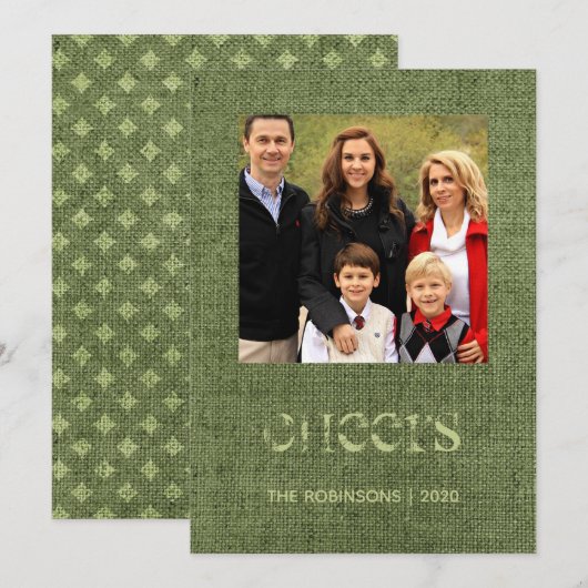 Kerstbundelfamilie foto feestdagenkaart (Voorkant / Achterkant)