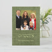 Kerstbundelfamilie foto feestdagenkaart (Staand voorkant)