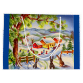 Kerstbunnies die kerstmis bekijken groot cadeauzakje (Achterkant)