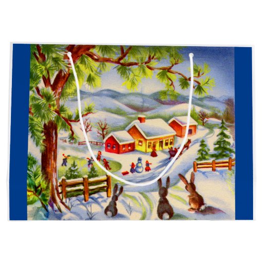 Kerstbunnies die kerstmis bekijken groot cadeauzakje (Achterkant)