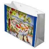 Kerstbunnies die kerstmis bekijken groot cadeauzakje (Achterkant Gekanteld)