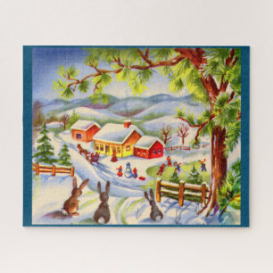 Kerstbunnies die kerstmis bekijken legpuzzel