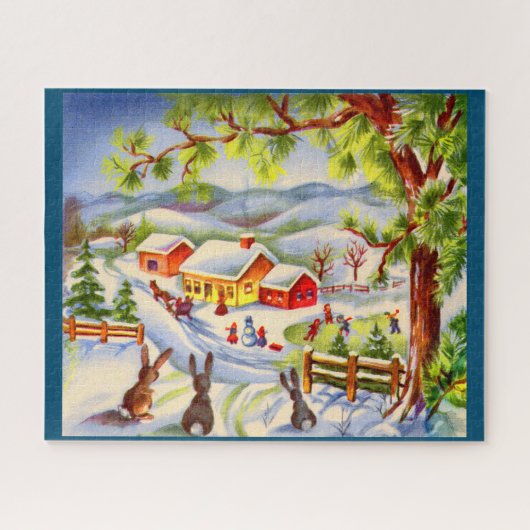 Kerstbunnies die kerstmis bekijken legpuzzel (Horizontaal)