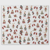 KerstBunnies en Snowflakes Cadeaupapier (Vlak)