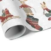 KerstBunnies en Snowflakes Cadeaupapier (Rol Hoek)