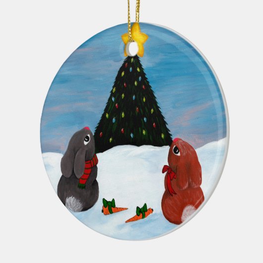 kerstBunnies Keramisch Ornament (Links)