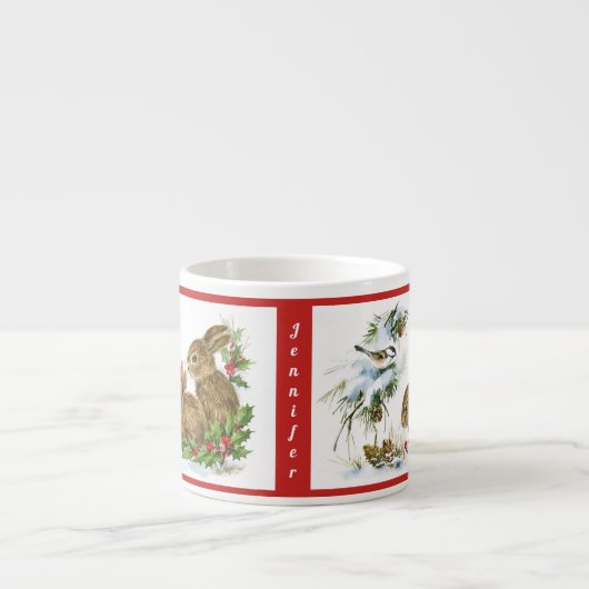 KerstBunnies Kinderbeker Persoonlijke NAAM Espresso Kop (Voorkant)