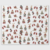 KerstBunnies op wit Cadeaupapier (Vlak)