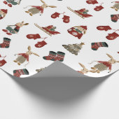 KerstBunnies op wit Cadeaupapier (Hoek)