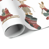 KerstBunnies op wit Cadeaupapier (Rol Hoek)