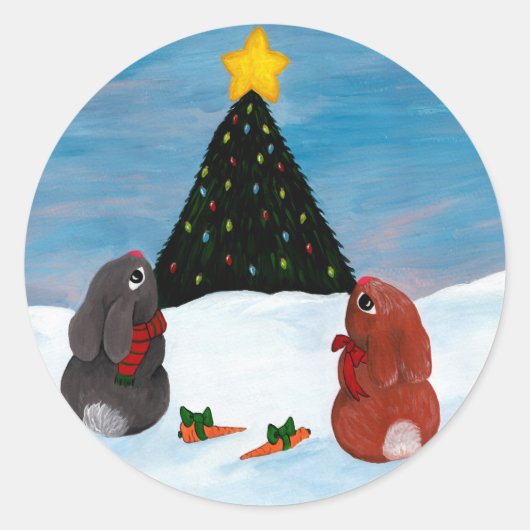 kerstBunnies Ronde Sticker (Voorkant)
