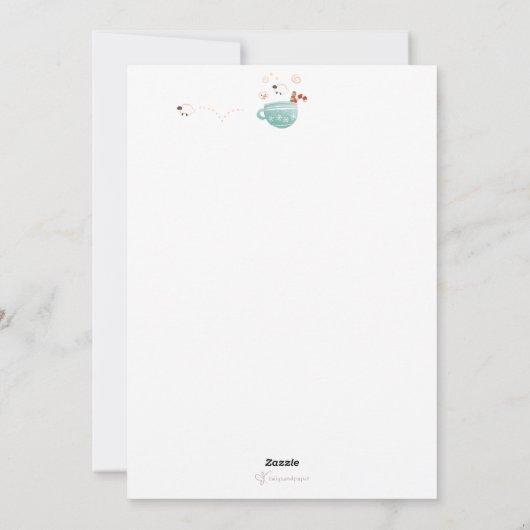 KerstBunny Cuddles - Festive in een Cup Feestdagenkaart (Achterkant)