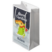 KerstBunny die Snowflakes vangt Klein Cadeauzakje (Voorkant Gekanteld)