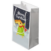 KerstBunny die Snowflakes vangt Klein Cadeauzakje (Achterkant Gekanteld)