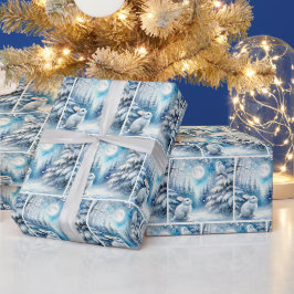 Kerstbunny en sneeuwuil cadeaupapier