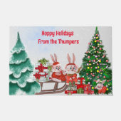 Kerstbunny Family Doormat Deurmat (Voorkant)