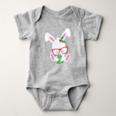 KerstBunny, hipster Bunny met bril Romper (Voorkant)